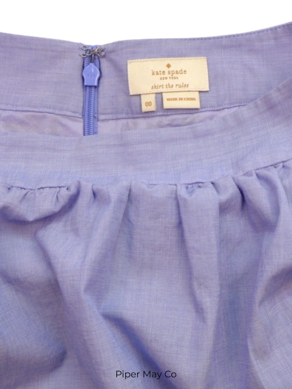 Kate Spade Blue Ruffle Skirt Size 00 Periwinkle Cotton Mini